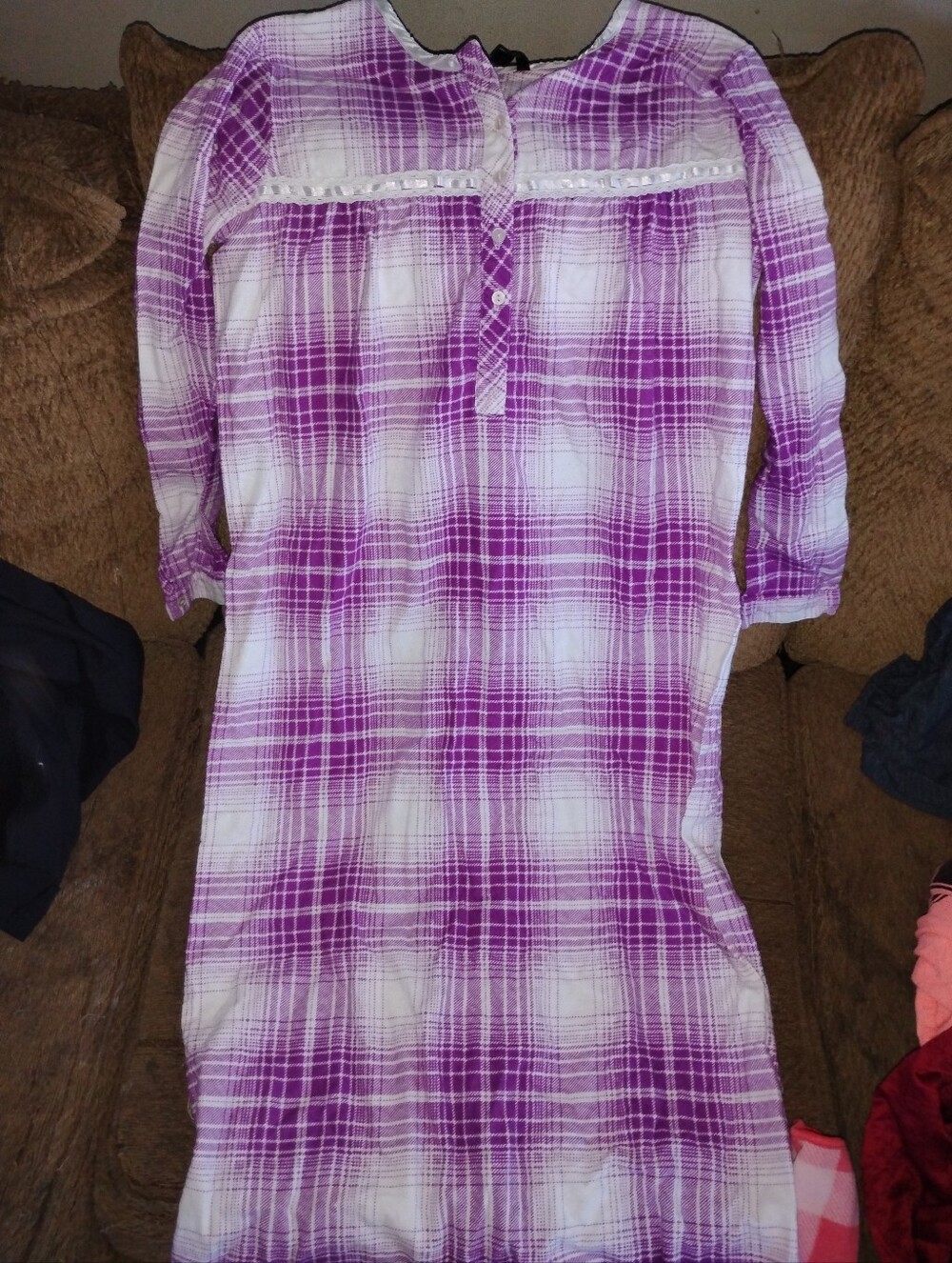 George Purple and White Plaid Night Dress